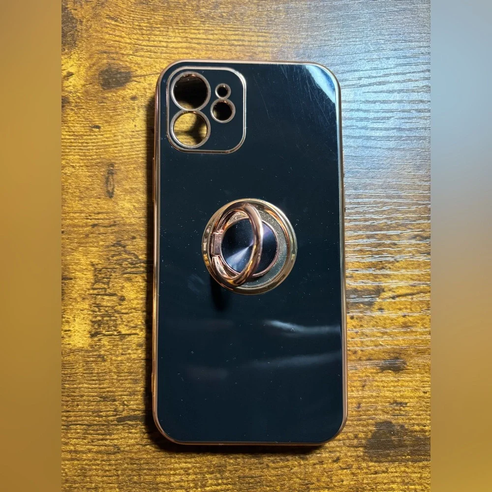 Black iPhone 12 Case with Ring Holder